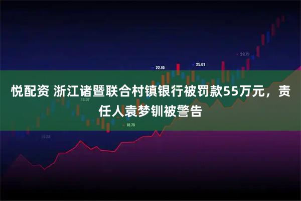 悦配资 浙江诸暨联合村镇银行被罚款55万元，责任人袁梦钏被警告