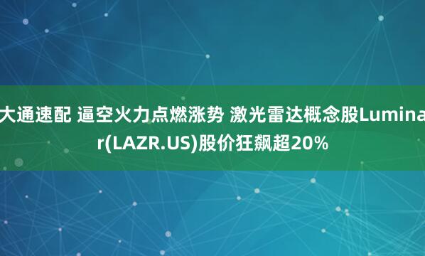 大通速配 逼空火力点燃涨势 激光雷达概念股Luminar(LAZR.US)股价狂飙超20%